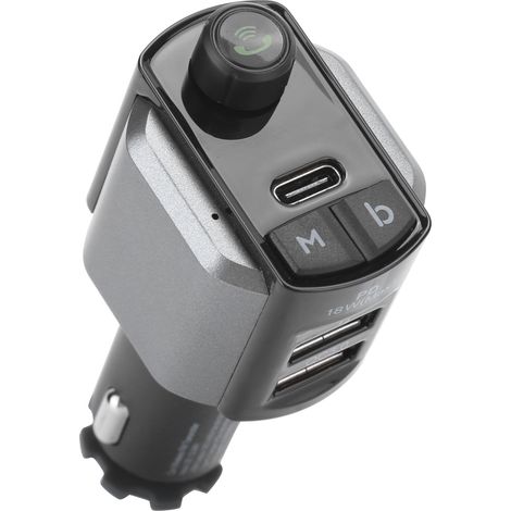 Kit mains libres Bluetooth 5.0 avec émetteur FM et lecteur MP3, double port USB, chargeur allume-cigare PD18W QC3.0 (1/5)