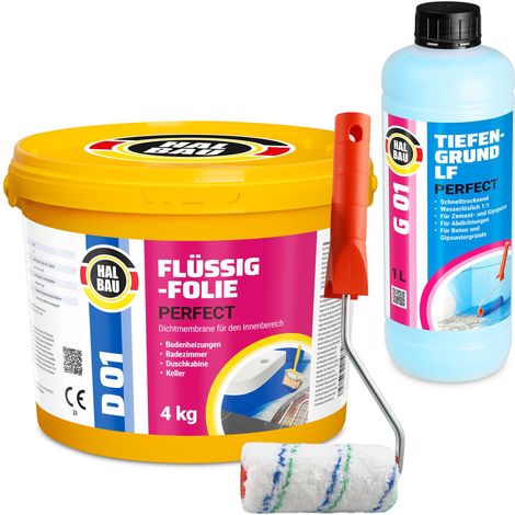 HALBAU Dichtset für Duschabdichtung Bad Abdichtung Dichtband Flüssigfolie 4kg H407 (1/5)
