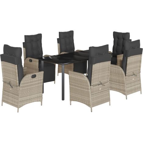 Maison Exclusive - Set comedor jardín 7 pzas y cojines ratán sint (1/5)