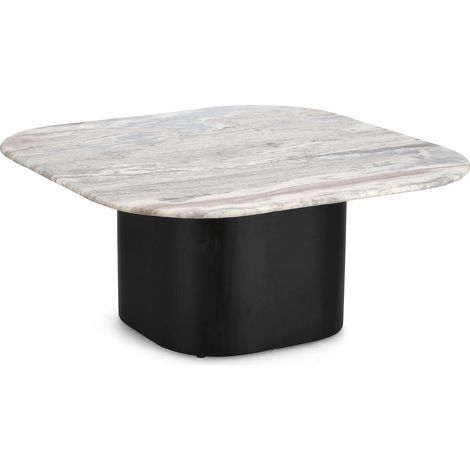 Tavolino leander, piano di marmo, base in legno di mango da assemblare 80 x 80 (1/2)