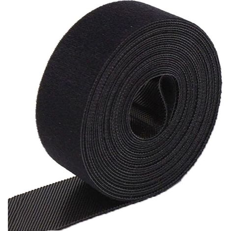 Serre-câbles de 5 m, 50 mm de large, bande noire, refermable, serre-câbles pour organisateur de câbles, gestion des câbles, bande noire (1/5)