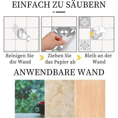20 Feuilles Mural Stickers Carrelage de 15cm X 15cm, 2D Imperméables Carreau de Ciment Adhesif, Autocollants Carreaux Dosseret pour Cuisine, Salle de Bain la Décoration à la Maison (1/4)