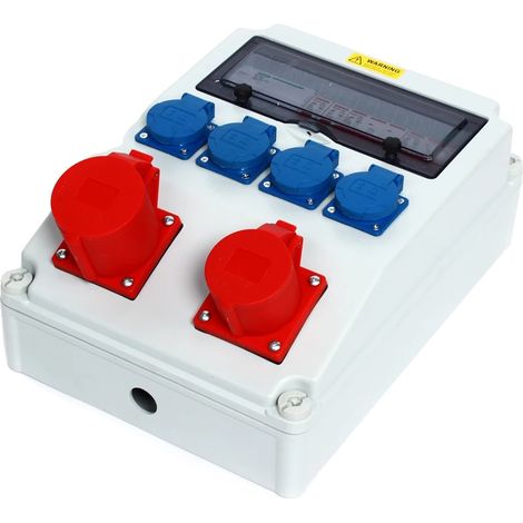 Caja de distribución eléctrica, grado de protección IP44, configuración de tomas flexibles, BLANCA (1/2)