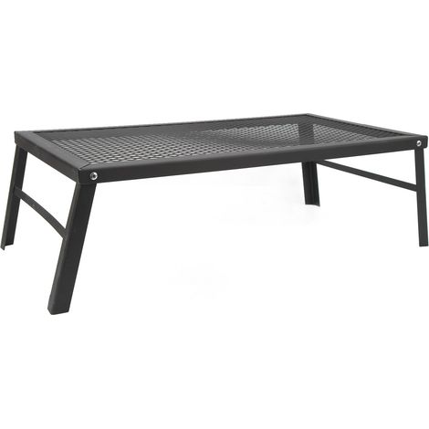 Grille de cuisson pliable pour feu de camp, robuste et étanche, en fer, pour barbecue en plein air. (1/5)