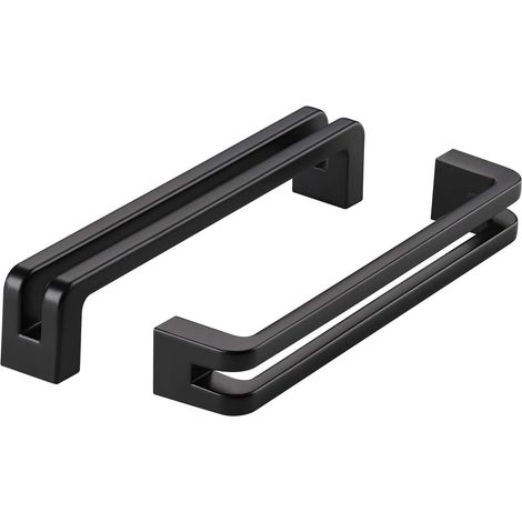 YMYNY 10er-Pack schwarze Möbelgriffe – Länge 135 mm (Lochabstand: 128 mm), schwarze Möbelgriffe, Küchenschrankgriffe, schwarze Küchengriffe (1/5)