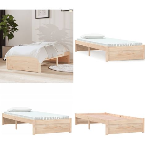 Massivholzbett ohne Matratze 75x190 cm - Massivholzbette - Kiefernholzbette - Einzelbett - Jugendzimmer - Kleines Bett - Home & Living (1/5)