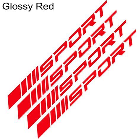 (ROUGE) Lot de 4 autocollants universels pour jantes de voiture, style sport/course, bandes décoratives, emblème, accessoires de style pour voitures et camions (1/5)