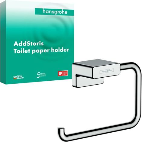 Hansgrohe – Porte-papier toilette mural en métal – Finition chrome – Fixation cachée – Distance de perçage 26 mm – Diamètre trou 6 mm