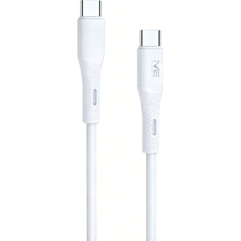 Câble USB-C vers USB-C M2 TEC, 60 W 3 A 1 m, antidérapant - Blanc (1/2)