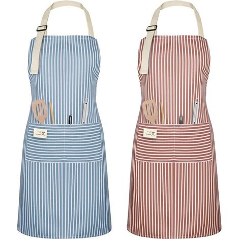 Wasserdichte und verstellbare Küchenschürze mit Tasche zum Kochen, Gärtnern und für Restaurants, Unisex, Rot und Blau