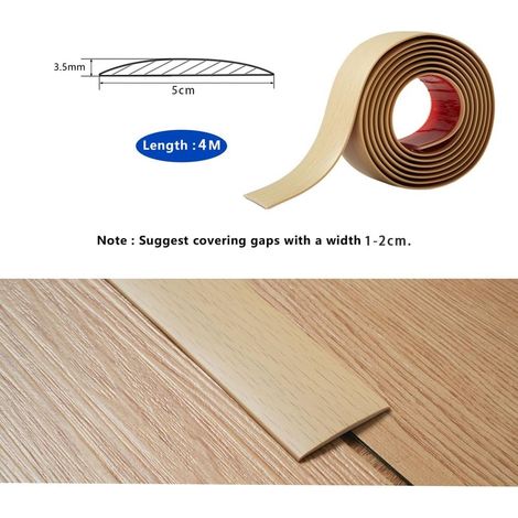 Striscia di transizione per soglia autoadesiva in PVC 4M, strisce di transizione per pavimenti per fughe tra piastrelle, pavimenti in legno, venature del legno beige da 5 cm (1/4)