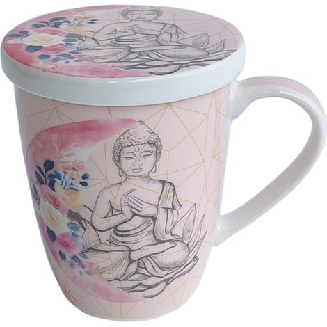 Tisanière en porcelaine rose avec infuseur Bouddha (1/2)