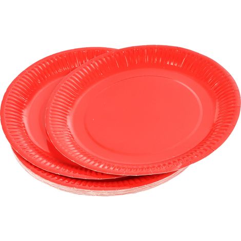 20 assiettes en carton 23 cm Unies rouge (1/2)