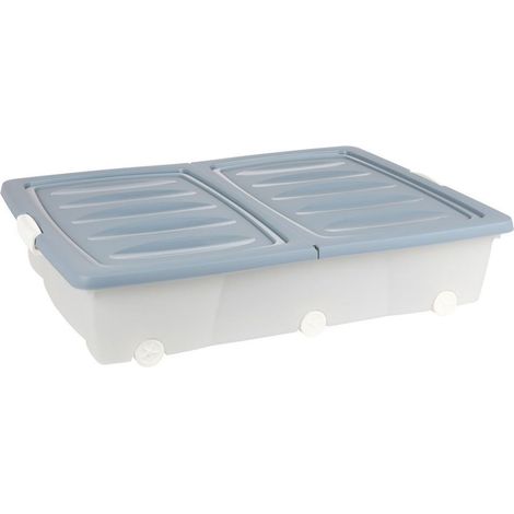 Rollenbox mit Klappdeckel Aufbewahrungsbox Unterbett-Rollbox Aufbewahrungskiste - grau