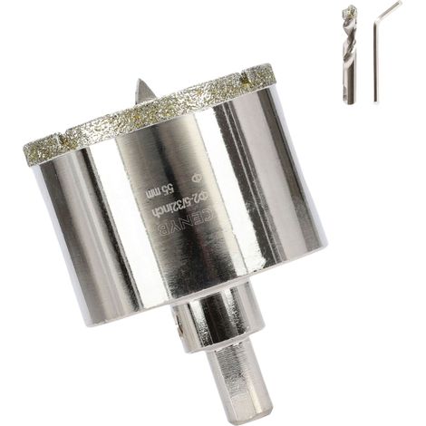 2-5/32 Pouces 55mm scie cloche carrelage foret diamant carrelage avec foret de centrage Revêtue de diamant Adaptée pour,Verre, Marbre, Porcelaine et Céramique (1/5)