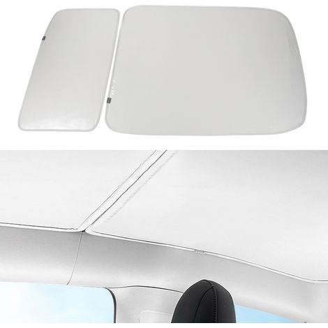 Sonnenblende/Dachfenster mit integriertem oberen Vorhang, Eiskristall-Effekt, kompatibel mit Tesla Model 3 2018-2023 (große Größe), grau (Referenz: M3-GA136L) (große Größe) (1/5)