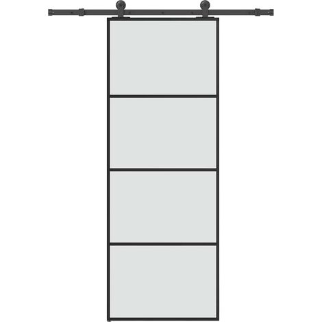 Schiebetür mit Beschlag 76x205 cm ESG-Glas & Aluminium