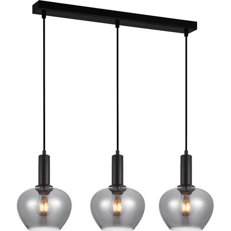 Lampada a sospensione nera vetro fumé 3xE27 Italux Stabla (1/3)
