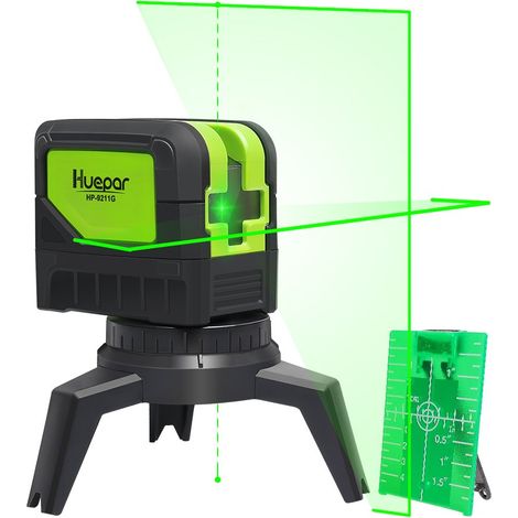 Huepar DIY Cross Line Green Beam Laser Level With 2 Dots Vertical Horizontal Self Leveling-Huepar 9211G (1/5)