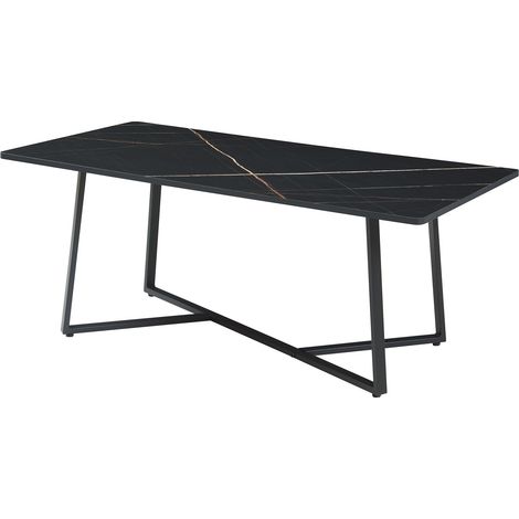 Table basse console d'appoint 120 x 60 x 48 cm aspect marbre noir
