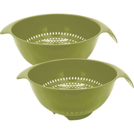 Ensemble de 2 Passoires en plastique vert 23 cm de diamètre Fackelmann Zéro (1/4)