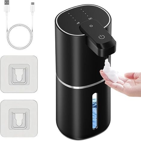 Schwarzer Seifenspender – 380 ml, Wandmontage, verstellbar, auslaufsicher – für Bad und Küche (1/5)