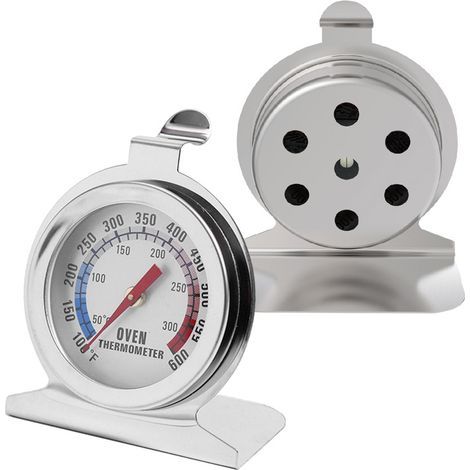 Ofen-/Grillthermometer 50–300 °C, analog, silberfarbener Edelstahl (1/5)