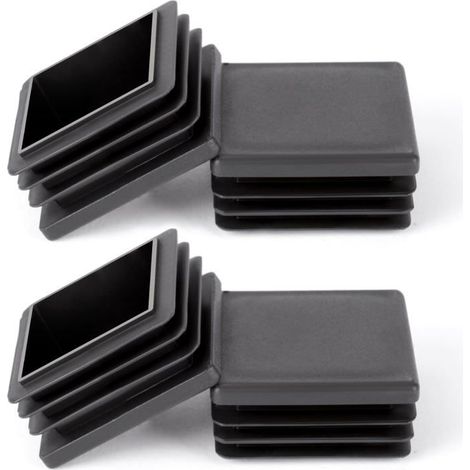 Bouchons carrés 40x40mm Lot de 4 Plastique PE noir Protection des sols et des meubles Pour chaises (1/5)