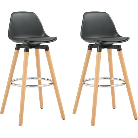 Lot de 2 tabourets de bar, 43 x 43 x 91 cm, noir, chaises de bar avec dossier et repose-pieds, assise rembourrée