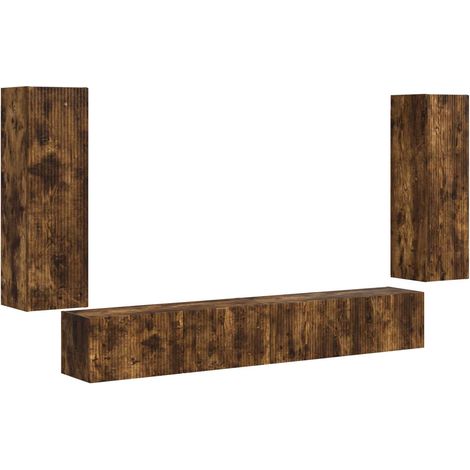 Maison Exclusive - TV-Wandregal-Set 4 pcs Geräucherte Eiche Holzw