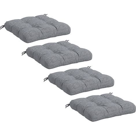 Housse de coussin Lot de 4 coussins de chaise de jardin, Coussins extérieur capitonné, dim. 48L x 48l cm Gris (1/5)