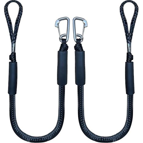 Corde d'amarrage élastique avec crochet, noire, lot de 2, 1,2 m (4 pieds), noire (1/5)