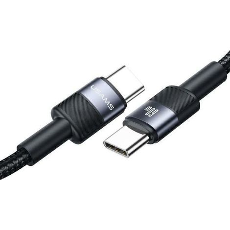 Cavo USB-C a USB-C USAMS 60W 1,2m per set di ricarica rapida acciaio/ossidazione SJ724USBSG01 (US-SJ724) (1/4)