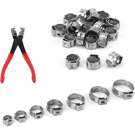 130 colliers de serrage à une oreille sans crantage + 1 pince pour colliers de serrage 7-21 mm (1/5)