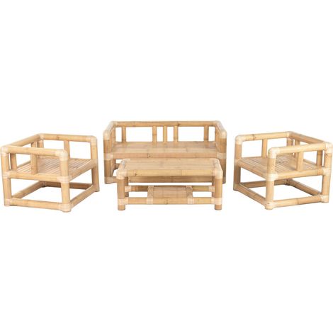 Sofa Set 4 Bambu Ratan 135X70X60 Natural (1/5)