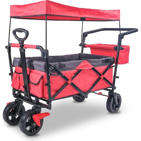 Varan Motors – Chariot de courses FW005 pliable avec toit et freins – Dimensions 122x55x109cm – Charge max 90kg – Roues pivotantes 360°
