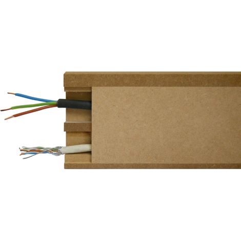Lot de 5 Plinthes MDF Passes-câbles à couvercle AV, L.2,44 m x H.10,8 cm, Ep.18 mm