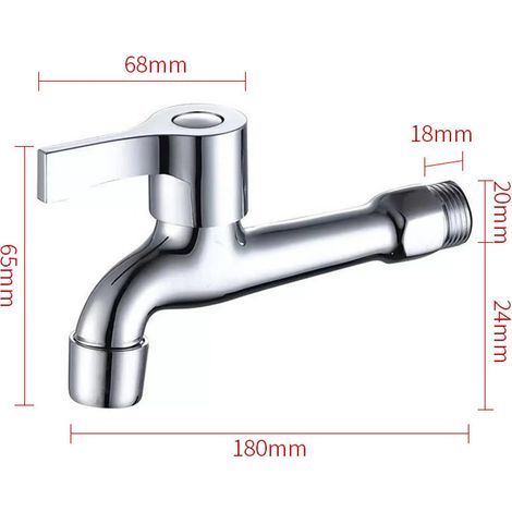 18 cm langer Einhebel-Wandhahn für Kaltwasser, Badezimmerarmatur, Gartenventil
