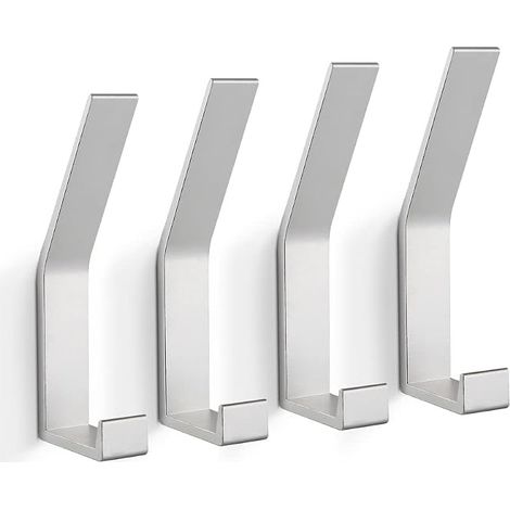 4-teiliges Wandgarderobenhaken-Set (mit unsichtbaren Schrauben), moderne Garderobe für Jacken, Mäntel, Kleidung, Schals, Handtaschen und mehr (Silber) (1/5)