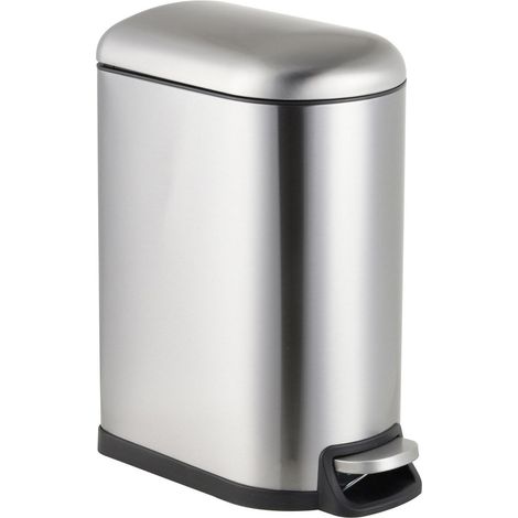 Cubo de basura con pedal, 10 L, metálico, tapa de cierre suave