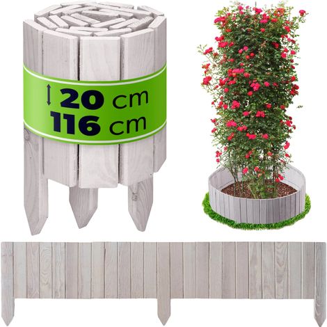 Clôture en bois pour pelouse, hauteur de 20 cm, longueur de 116 cm, design flexible pour diverses formes, résistant aux intempéries pour une utilisation en extérieur, installation sans outils (1/5)