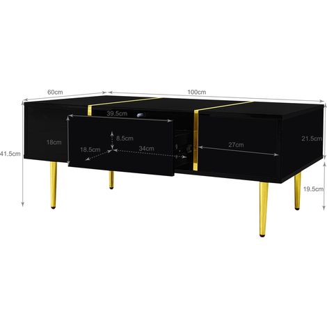 Meuble TV et table basse noirs haute brillance (1/5)