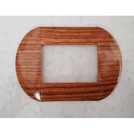 TrAdE Shop Traesio - Placca Placche Placchette Compatibili Living International Light Bombate Bticino - LEGNO ROVERE -3 fori     -