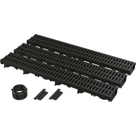 Alcadrain Garagenset Enwässeungsrinne mit Kunststoffrost in schwarz 3 Meter (1/3)