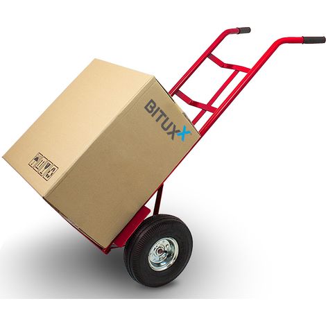 Sackkarre bis 200Kg Rot Transportkarre Stapelkarre Handkarre Sackrodel Karre Transport mit Luftbereifung