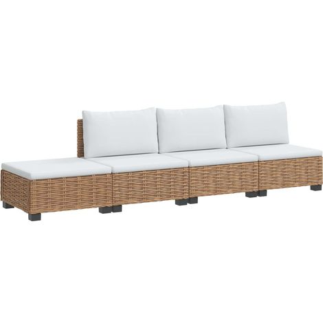 4 Stk. Rattan-Lounge-Set mit Kissen GENDT Naturrattan Natur vidaXL (1/5)