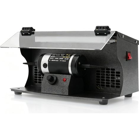 Polisseuse à bijoux 200 W - Vitesse variable réglable - Éclairage LED - Polisseuse et polisseuse - Polisseuse à dents et tour - Lumière de travail et filtre pour bijoux, polir l'acier, bois (1/5)