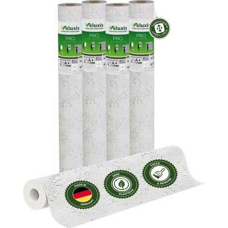 Veluxis® Papier peint intissé PRO 10,05 m x 0,53 m (texture spatule, lot de 4) – excellent rapport qualité-prix, idéal pour les grandes surfaces et les plafonds – Fabriqué en Allemagne (1/5)