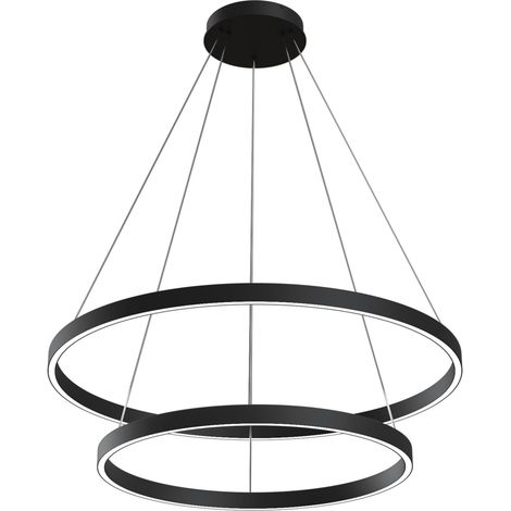 Suspension LED Rim Maytoni noire 2 anneaux 80 cm 4000K (1/4)