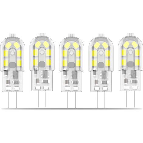 Ampoules LED G4, 2 W remplacent les ampoules halogènes 10 W-20 W, sans scintillement, blanc froid 6500 K, AC/DC12 V, non dimmable, ampoules à économie d'énergie, lot de 5 (1/5)